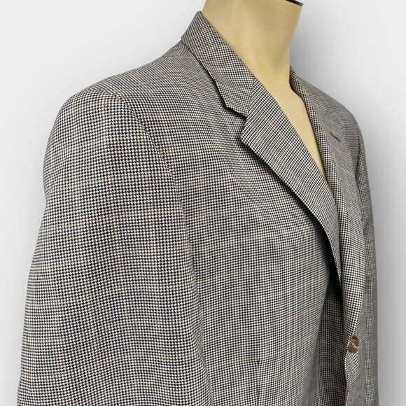 Sid Landen 100% Wool Houndstooth Sport Coat 46T Tall 3-Button Made in Canada - Picture 4 of 12